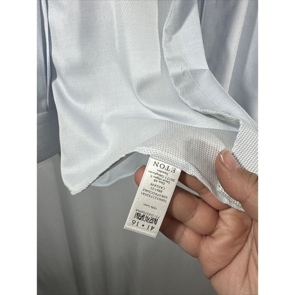 NEW Eton [ 16 41 ] Slim Fit Printed‎ Dress Shirt in Light Blue - Picture 7 of 12